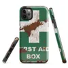 Glossy Rusted First Aid Survivor Tough Case for iPhone — weathered green first aid box sign with white cross, heavy rust