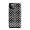 Glossy Iron Weave Chain Mail Tough Case for iPhone — seamless chain mail weave pattern in weathered steel grey with rust