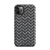Matte Iron Weave Chain Mail Tough Case for iPhone — seamless chain mail weave pattern in weathered steel grey with rust