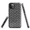 Glossy Iron Weave Chain Mail Tough Case for iPhone — seamless chain mail weave pattern in weathered steel grey with rust
