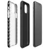 Glossy Iron Weave Chain Mail Tough Case for iPhone — seamless chain mail weave pattern in weathered steel grey with rust