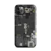 Glossy Circuit City Tough Case for iPhone — top-down industrial blueprint with dense mechanical panels, circuit traces