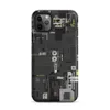 Matte Circuit City Tough Case for iPhone — top-down industrial blueprint with dense mechanical panels, circuit traces