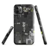 Glossy Circuit City Tough Case for iPhone — top-down industrial blueprint with dense mechanical panels, circuit traces