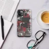 Glossy Circuit City Chaos Tough Case for iPhone — aerial view of a dense abstract cityscape in crimson red, charcoal
