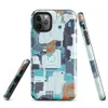 Glossy Circuit City Tech Camo Tough Case for iPhone — dense layered circuit board camouflage pattern in cyan, navy
