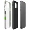 Glossy Circuit City Digital Camo Tough Case for iPhone — aerial digital cityscape in electric green, black, and white