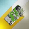 Glossy Circuit City Digital Camo Tough Case for iPhone — aerial digital cityscape in electric green, black, and white