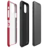 Glossy Crimson Stars Bold Stripe Tough Case for iPhone — seven dark crimson stars on a blush pink horizontal stripe band