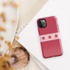 Glossy Crimson Stars Bold Stripe Tough Case for iPhone — seven dark crimson stars on a blush pink horizontal stripe band