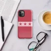Glossy Crimson Stars Bold Stripe Tough Case for iPhone — seven dark crimson stars on a blush pink horizontal stripe band