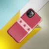 Glossy Crimson Stars Bold Stripe Tough Case for iPhone — seven dark crimson stars on a blush pink horizontal stripe band