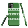 Glossy Green Stars and Stripes Tough Case for iPhone — rows of dark green five-pointed stars on alternating light and dark
