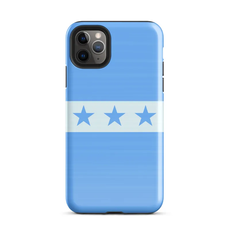 Glossy Seven Stars Blue Stripe Tough Case for iPhone — seven blue five-pointed stars on a white horizontal stripe