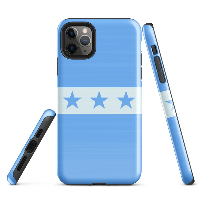 Glossy Seven Stars Blue Stripe Tough Case for iPhone — seven blue five-pointed stars on a white horizontal stripe
