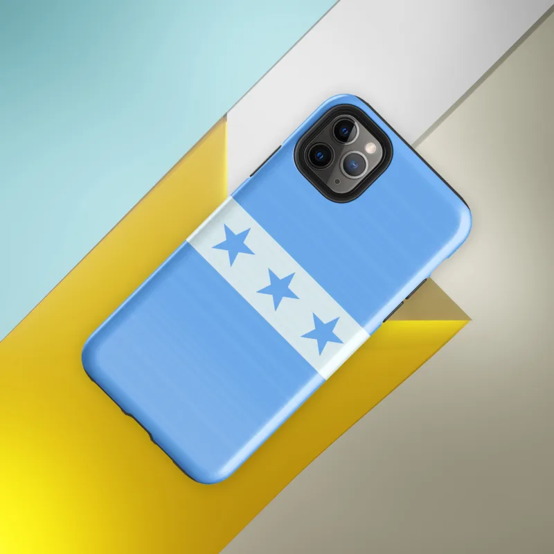 Glossy Seven Stars Blue Stripe Tough Case for iPhone — seven blue five-pointed stars on a white horizontal stripe