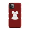 Matte Jingle Bells Holiday Tough Case for iPhone — three white Christmas bells with ribbon bows arranged in a row on a deep