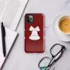 Glossy Jingle Bells Holiday Tough Case for iPhone — three white Christmas bells with ribbon bows arranged in a row on a deep