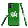 Glossy Triple Poinsettia Holiday Tough Case for iPhone — three white poinsettia flower illustrations with detailed leaf