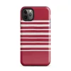 Glossy Classic Red Stripe Bold Tough Case for iPhone — horizontal white stripes evenly spaced across a deep crimson red