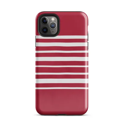 horizontal white stripes evenly spaced across a deep crimson red background in a clean nautical pattern on Glossy Classic Red Stripe Bold Case - default view