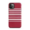 Matte Classic Red Stripe Bold Tough Case for iPhone — horizontal white stripes evenly spaced across a deep crimson red