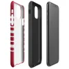 Glossy Classic Red Stripe Bold Tough Case for iPhone — horizontal white stripes evenly spaced across a deep crimson red