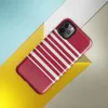 Glossy Classic Red Stripe Bold Tough Case for iPhone — horizontal white stripes evenly spaced across a deep crimson red