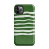 Glossy Forest Waves Sleek Tough Case for iPhone — wavy white horizontal stripes flowing across a deep forest green