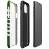 Glossy Forest Waves Sleek Tough Case for iPhone — wavy white horizontal stripes flowing across a deep forest green