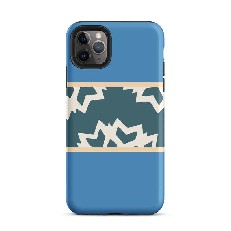 Matte Arctic Fracture Protective Tough Case for iPhone — horizontal band of cracked ice shapes in deep teal and cream