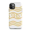 Matte Golden Tides Wave Pattern Tough Case for iPhone — repeating golden wave lines and ornate spiral crests in warm amber