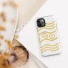 Glossy Golden Tides Wave Pattern Tough Case for iPhone — repeating golden wave lines and ornate spiral crests in warm amber