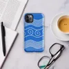 Glossy Ocean Waves Blue Tide Tough Case for iPhone — white flowing wave lines and spiral scroll crests repeating across