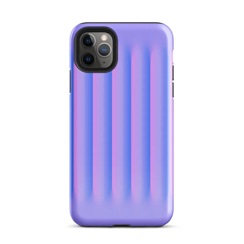 Glossy Neon Ripple Ridge Tough Case for iPhone — soft vertical ridges with a 3D illusion effect in a gradient of periwinkle