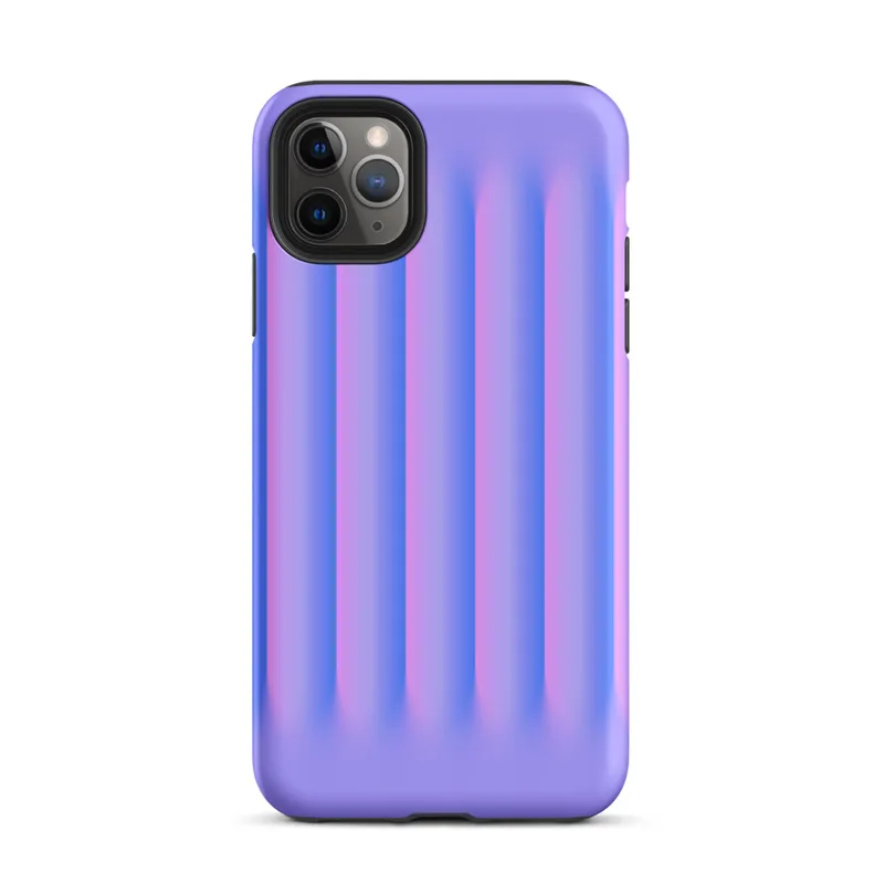Matte Neon Ripple Ridge Tough Case for iPhone — soft vertical ridges with a 3D illusion effect in a gradient of periwinkle