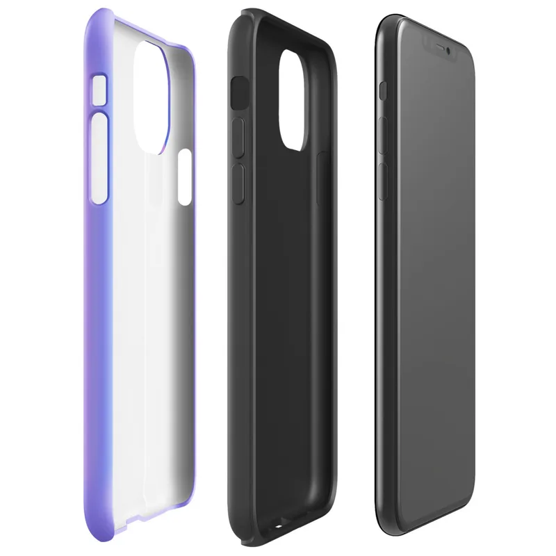 Glossy Neon Ripple Ridge Tough Case for iPhone — soft vertical ridges with a 3D illusion effect in a gradient of periwinkle
