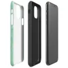 Glossy Mint Crystal Geometric Tough Case for iPhone — low-poly geometric triangles in soft mint, sage, seafoam, and pale