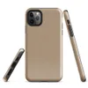 Glossy Warm Sand Minimal Tough Case for iPhone — smooth warm sand beige surface with subtle light speckles and soft tonal