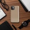 Glossy Warm Sand Minimal Tough Case for iPhone — smooth warm sand beige surface with subtle light speckles and soft tonal