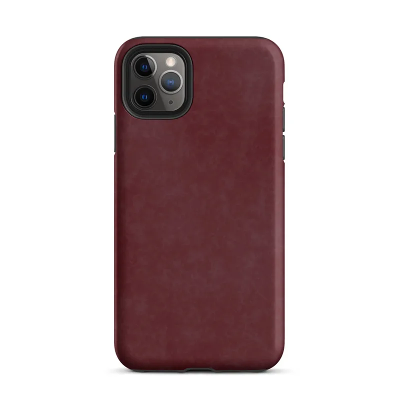 Matte Deep Crimson Velvet Shield Tough Case for iPhone — deep crimson mottled texture with shifting burgundy tones