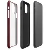 Glossy Deep Crimson Velvet Shield Tough Case for iPhone — deep crimson mottled texture with shifting burgundy tones