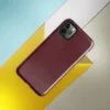 Glossy Deep Crimson Velvet Shield Tough Case for iPhone — deep crimson mottled texture with shifting burgundy tones
