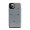 Glossy Steel Panel Industrial Tough Case for iPhone — repeating grey steel panel pattern with dark circular rivets arranged