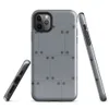 Glossy Steel Panel Industrial Tough Case for iPhone — repeating grey steel panel pattern with dark circular rivets arranged