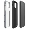 Glossy Steel Panel Industrial Tough Case for iPhone — repeating grey steel panel pattern with dark circular rivets arranged