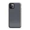 Glossy Dark Grid Minimal Tough Case for iPhone — uniform grid of dark charcoal square tiles with subtle tonal variation