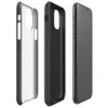 Glossy Dark Grid Minimal Tough Case for iPhone — uniform grid of dark charcoal square tiles with subtle tonal variation