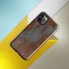 Glossy Iron Decay Rust Metal Tough Case for iPhone — heavily rusted steel surface with streaks of burnt sienna and orange