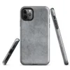 Glossy Scarred Steel Surface Tough Case for iPhone — scratched and worn gray metal surface with fine random score lines